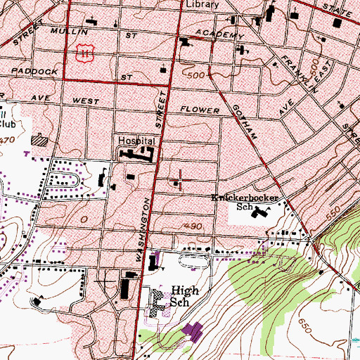 Topographic Map of Watertown Assembly of God Church, NY