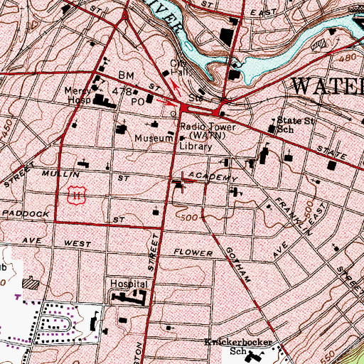 Topographic Map of First Presbyterian Church, NY