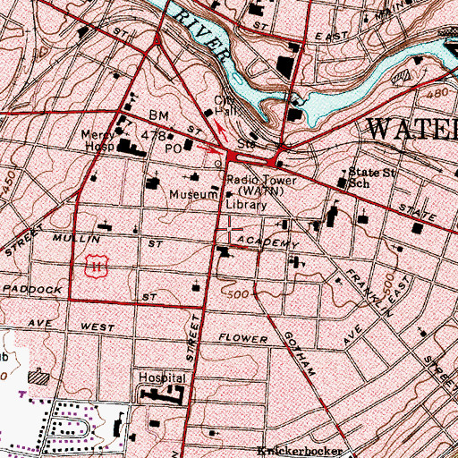 Topographic Map of New York State Office Complex, NY