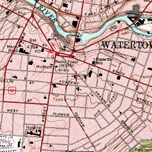 Topographic Map of Saint Paul's Episcopal Church, NY