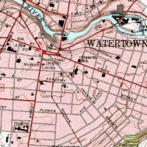 Topographic Map of Asbury Methodist Church, NY
