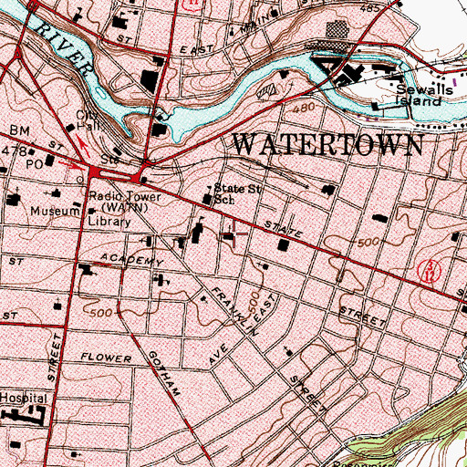 Topographic Map of Holy Family Roman Catholic Church, NY