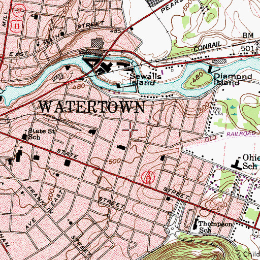 Topographic Map of Hamilton Street School (historical), NY