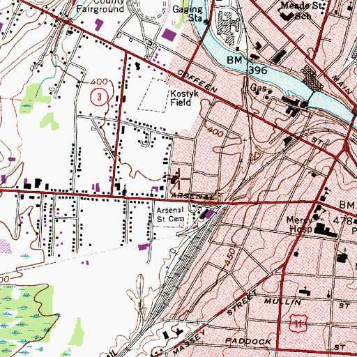 Topographic Map of Boon Street Public School, NY