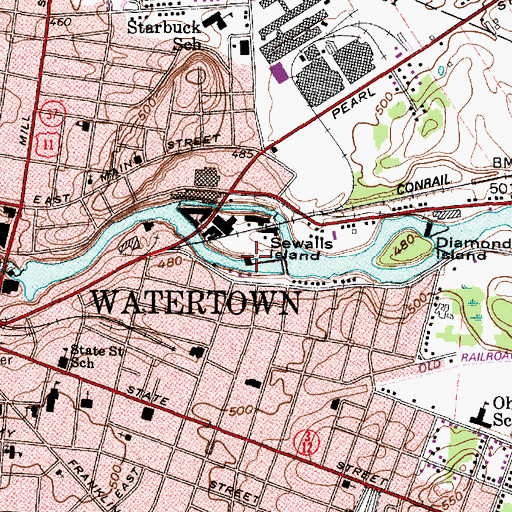 Topographic Map of Niagara-Mohawk Power Corporation Sewalls Island Hydro-Electric Plant, NY