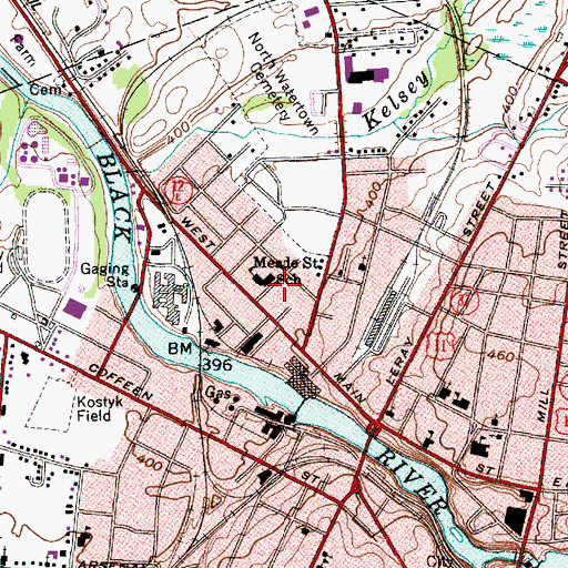 Topographic Map of Kingdom Hall of Jehovahs Witnesses, NY