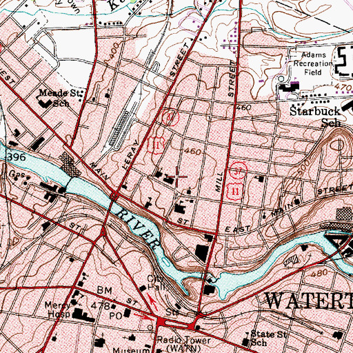 Topographic Map of Sacred Heart Parochial School, NY