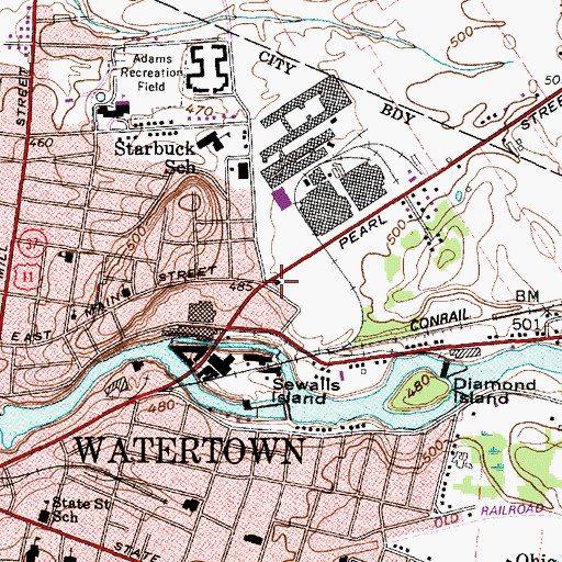 Topographic Map of Little Theatre of Watertown, NY