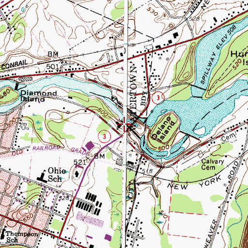 Topographic Map of Watertown Water Works, NY