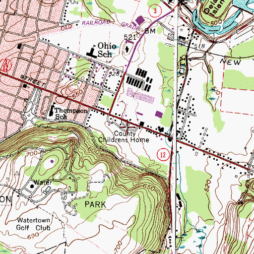 Topographic Map of Jefferson County Children's Home, NY