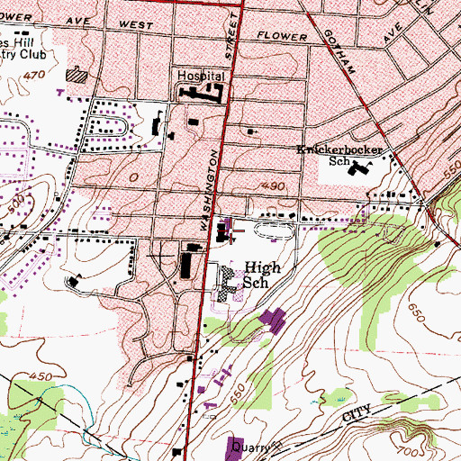 Topographic Map of Case Junior High School, NY