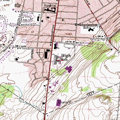 Topographic Map of Watertown High School, NY