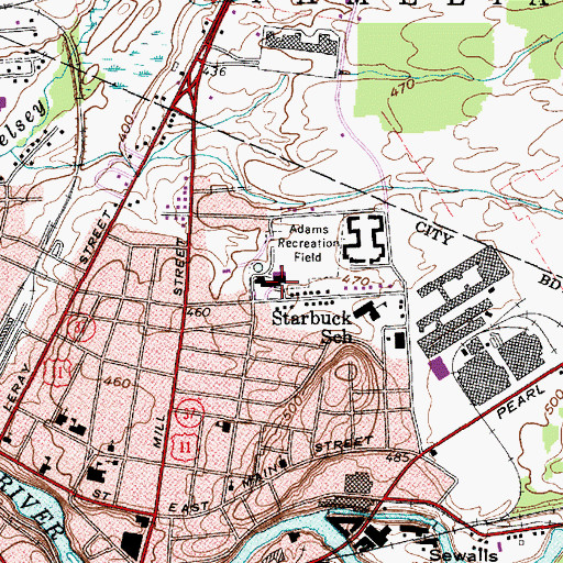 Topographic Map of North Junior High School, NY