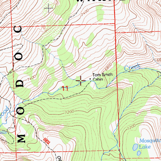 Topographic Map of Tom Smith Cabin, CA