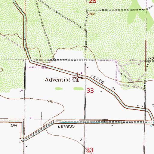 Topographic Map of Adventist Church, AZ