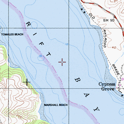 Topographic Map of Tomales Bay, CA