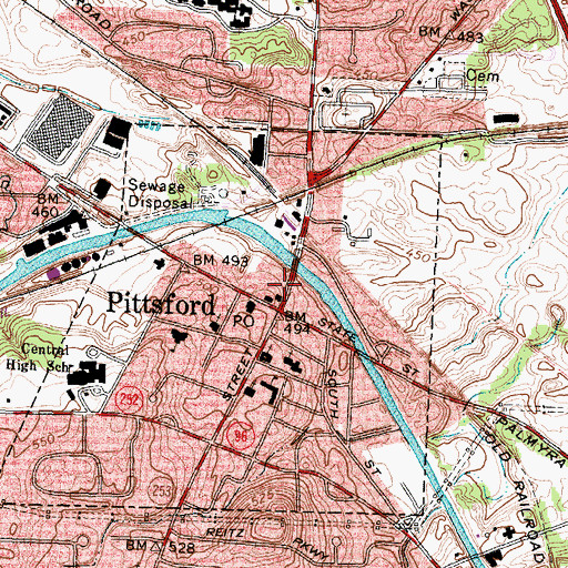 Topographic Map of Pittsford Community Library, NY