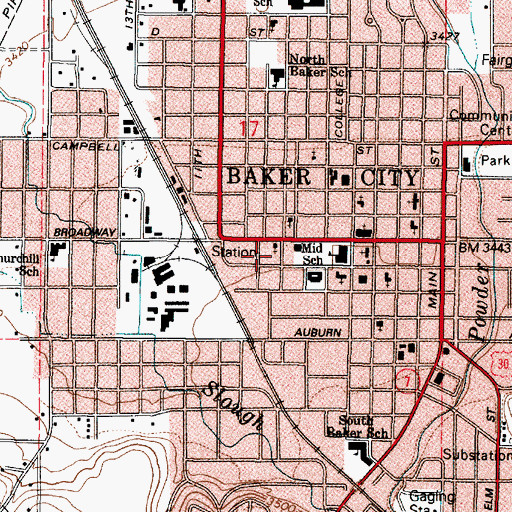 Topographic Map of Lighthouse Christian School, OR