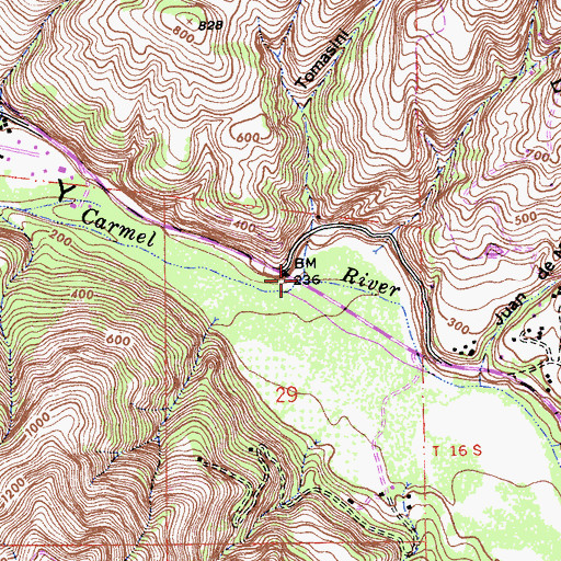 Topographic Map of Tomasini Canyon, CA