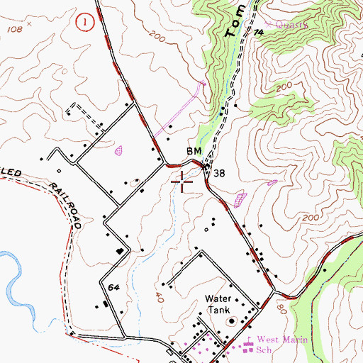 Topographic Map of Tomasini Canyon, CA
