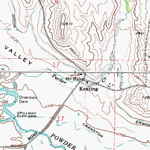Topographic Map of Keating Elementary School, OR