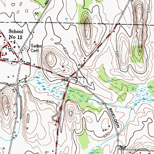 Topographic Map of Farmington Friends Church, NY