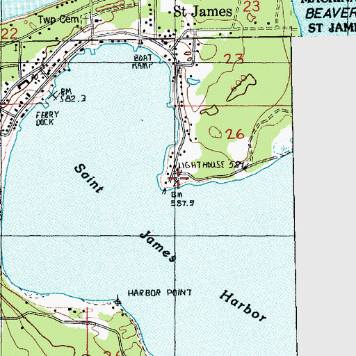 Topographic Map of Beaver Island Harbor Lighthouse, MI