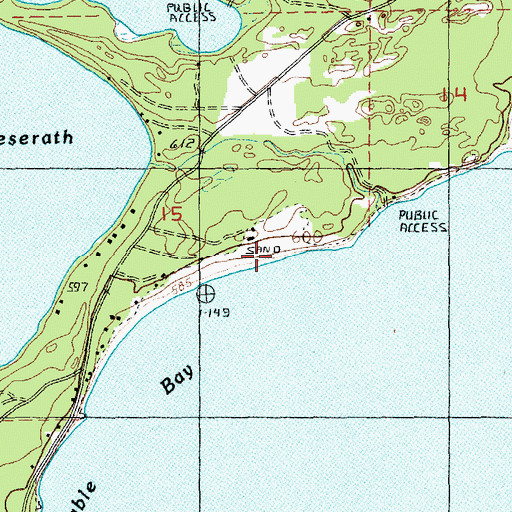 Topographic Map of Beaver Island Public Beach, MI