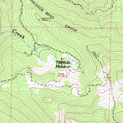 Topographic Map of Tornado Meadow, CA