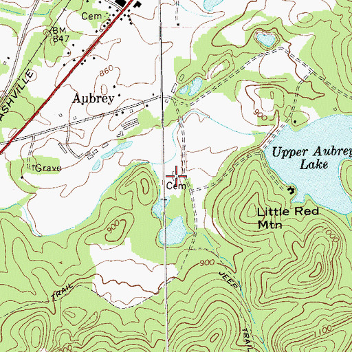 Topographic Map of Aubrey Family Cemetery, GA