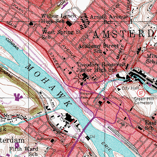 Topographic Map of Temple of Israel, NY