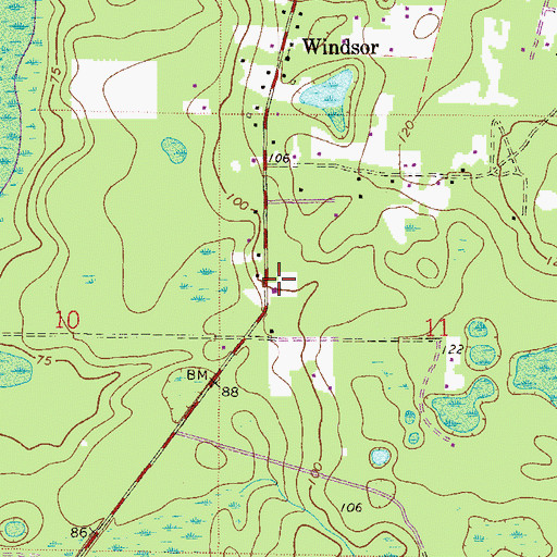Topographic Map of Windsor Volunteer Fire Department, FL