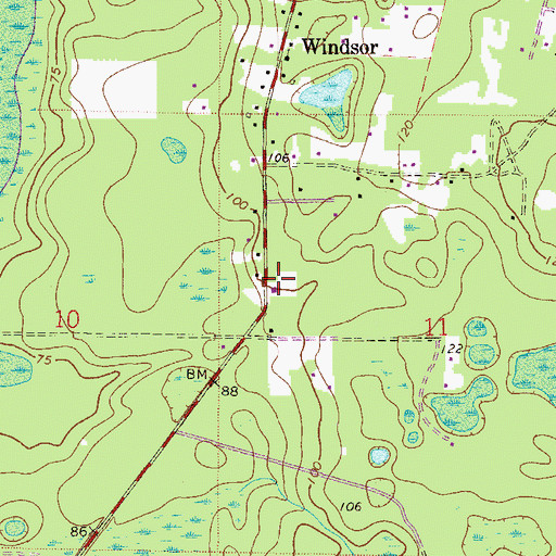 Topographic Map of Windsor Volunteer Fire Department, FL