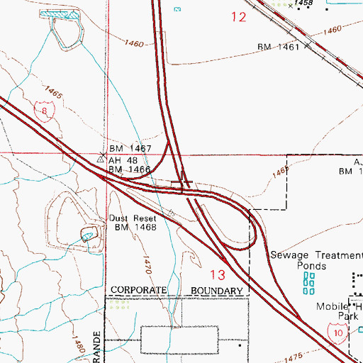 Topographic Map of Arizola Interchange, AZ