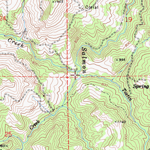 Topographic Map of Tostin Creek, CA