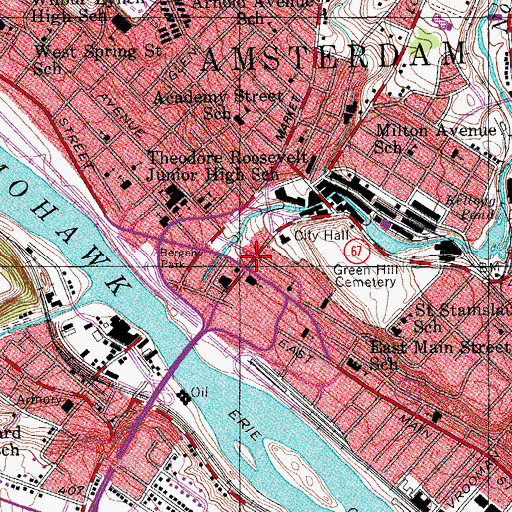 Topographic Map of Amsterdam Public Safety Building, NY