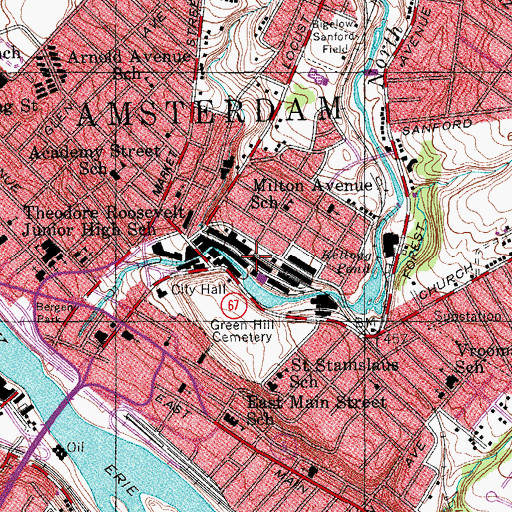 Topographic Map of Amsterdam Industrial Center, NY