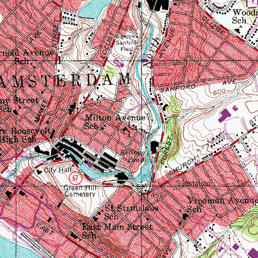 Topographic Map of Saint John The Baptist Roman Catholic Church, NY