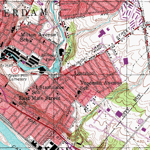 Topographic Map of Niagara-Mohawk Power Corporation Church Street Sub-Station, NY