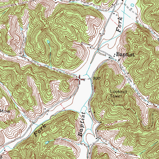 Topographic Map of Baptist Fork School (historical), KY
