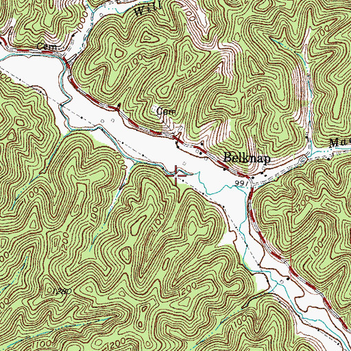 Topographic Map of Belknap Post Office (historical), KY