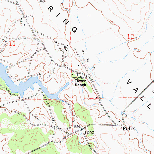 Topographic Map of Tower Ranch, CA