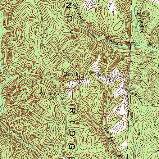 Topographic Map of Booth Post Office (historical), KY