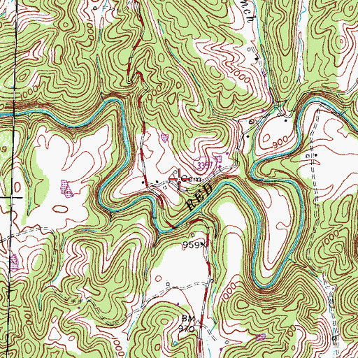 Topographic Map of Brewer Cemetery, KY
