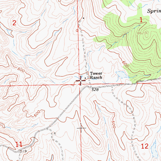 Topographic Map of Tower Ranch, CA