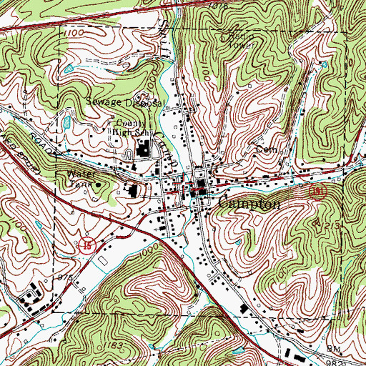 Topographic Map of Campton Post Office, KY