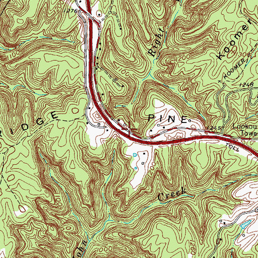 Topographic Map of Chimney Top Railroad Station (historical), KY