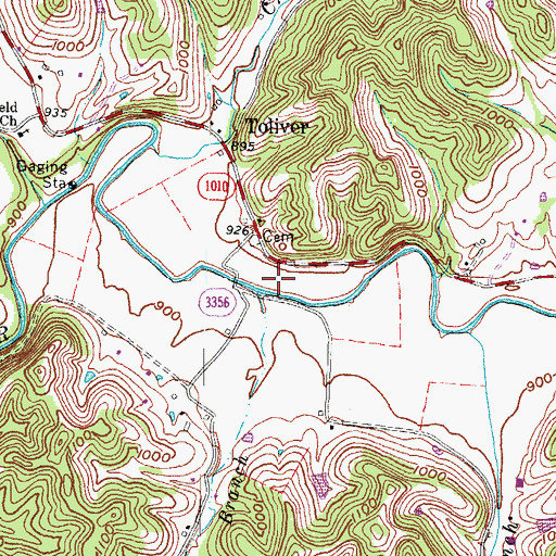 Topographic Map of Clarks Ford, KY