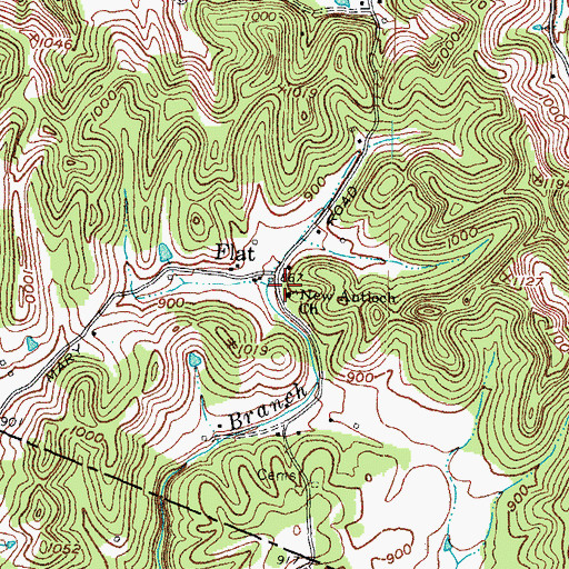 Topographic Map of Flat Post Office (historical), KY