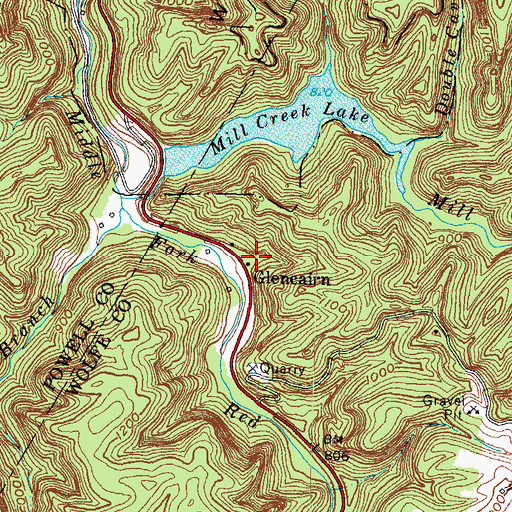 Topographic Map of Glencairn Post Office (historical), KY